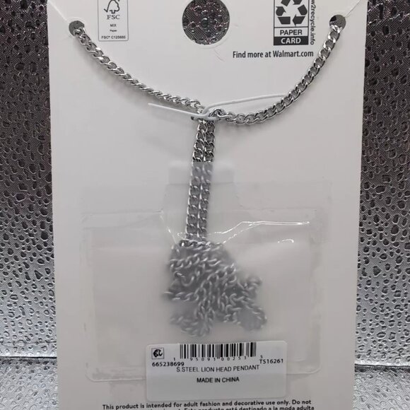 Believe by Brilliance Men’s Silver Lion Head Fashion Necklace NWT - Picture 4 of 6